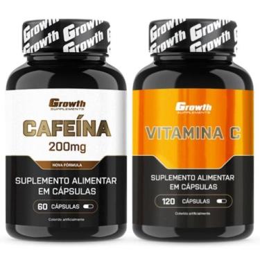 Imagem de Cafeina Pura 200mg 60 Caps + Vitamina C 120 Caps Growth