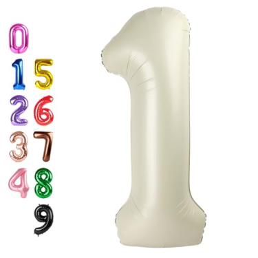 Imagem de Balloons Number for First Birthday, Balloon Numbers 40 Inch, Cream for Baby Shower, Big Baloon 1 for 1 11 12 13 16 18 21 Birthday Wedding Anniversaries Party