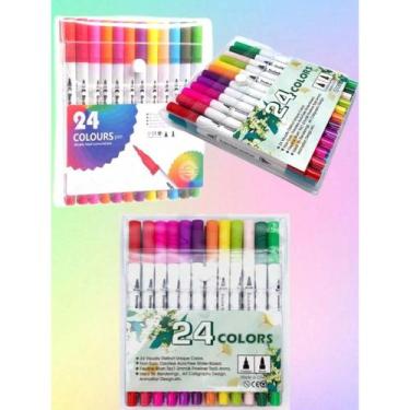 Imagem de Kit 12/24/36/48/60 Canetas 2 em 1 Brush Lettering e Ponta Fina Dual Pe