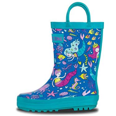 Imagem de Botas de chuva infantis Lone Cone para meninas e meninos – Botas de chuva infantis de borracha natural à prova d'água com sola antiderrapante e alças fáceis de puxar – designs sólidos, padrões e