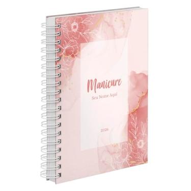 Imagem de Agenda Comercial 2026 Personalizada Capa Dura Manicure Mármore Flores