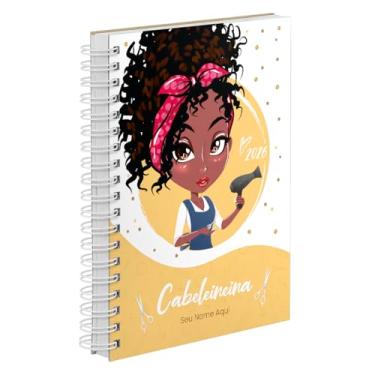 Imagem de Agenda Comercial 2026 Personalizada Capa Dura Cabeleireira Cachos Cores (Amarela)