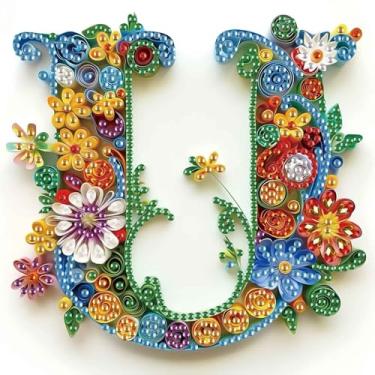 Imagem de MVVMTOP Kit de pintura de diamante, letra U DIY 5D, arte de diamante artificial de cristal de forma especial, artesanato em mosaico parcial para iniciantes, decoração de parede, presente para quarto