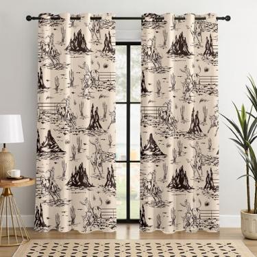 Imagem de Cortinas blackout caubói ocidentais – 100% blackout rústico estilo rodeio ocidental e cowboy, redução de ruído com isolamento térmico para quarto, sala de estar e caverna masculina (esboço de caubói