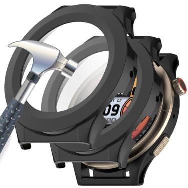 Imagem de Acddeny [Pacote com 2 capas com protetor de tela de vidro temperado compatível com Amazfit Cheetah Pro, dureza 9H, 360°, capa protetora ultrafina de policarbonato 2 pretas