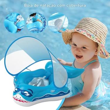 Imagem de Flutuador para Bebé - Bóia Impermeável Para Piscina De Bebé Com Capota | Anel Dobrável com Sombra e Proteção UV, Brinquedos para Crianças, para Natação ao Ar Livre na Praia e Jardim