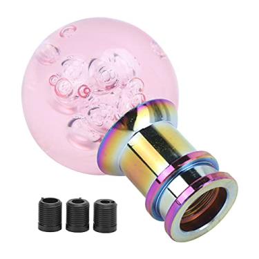 Imagem de Fockety Botão de Mudança de Estilo de Bola, Câmbio Rosa de Engrenagem de Engrenagem de Cristal para Carro, Alteração Confortável de Engrenagem Mais Suave, Com 3 Adaptadores Rosqueados