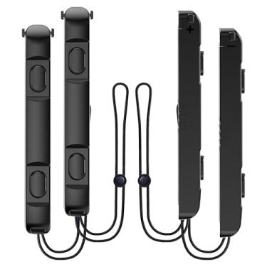 Imagem de FUNDIARY Alça de pulso para Switch 2 Joycon com design de aperto ajustável, pacote com 4 peças de reposição, acessórios de controle para Switch, 2, Joycon, alça de controle confortável (preto)