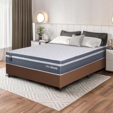 Imagem de Conjunto Box Marrom Cairo Cinza Molas Ensacadas Casal 138x188x64 - King House