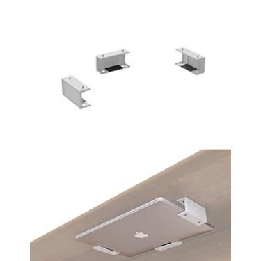 Imagem de ZZHDESBY Gaveta para laptop embaixo da mesa com adesivo e parafuso para Macbooks, teclado, roteadores, modems, caixa de cabo, switch de rede e mais (branco)