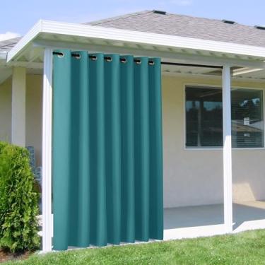Imagem de NICETOWN Cortina externa para pátio, impermeável, extralarga, 254 cm, persianas verticais com bloqueio solar, ilhó inoxidável com isolamento térmico para varanda/gazebo/pérgola, azul-petróleo, 1 peça
