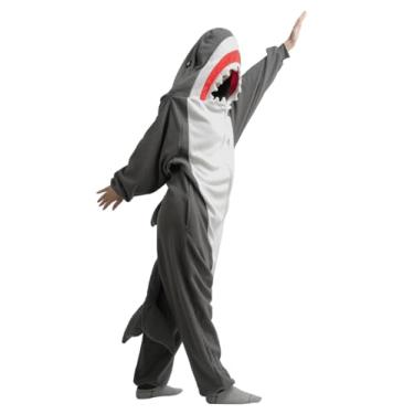 Imagem de vavalad Macacão de tubarão adulto fantasia de Halloween cosplay, Fantasia de tubarão, P