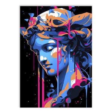 Imagem de Placa Decorativa Estatua Grega Ilustração Colorida Decoração Poster Quarto Sala
