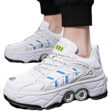 Imagem de Patins De Rolo Unissex 4 Patins De Rolo Brilhantes Da Roda Para O Interior Exterior Dos Novatos, White, 40