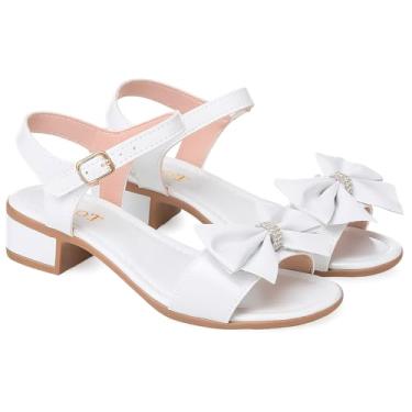 Imagem de Sandália Feminina Branca com Laço, Salto Baixo, Tira no Tornozelo, Detalhe em Strass (Branca, BR, Adulto, Numérico, 34)