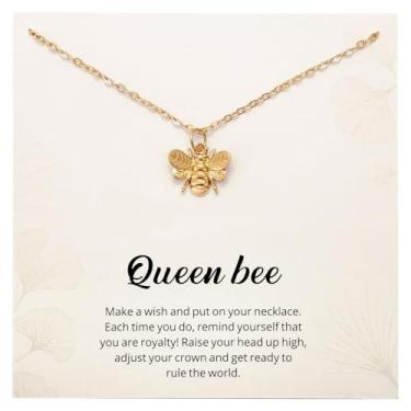 Imagem de Kvekstio Colar de girassol/abelha presente para mulheres – Positividade amizade aniversário formatura joia para amigos da família, Medium, Aço inoxidável Cobre, Sem Pedra Preciosa