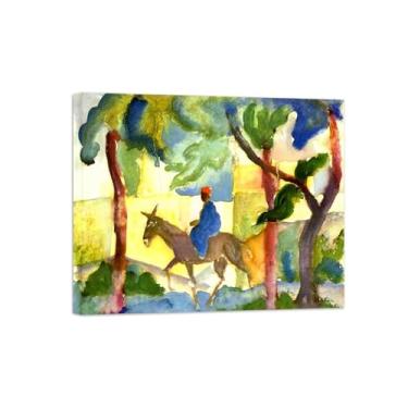 Imagem de Pinturas Famosas em Tela-Quadros Decorativos-Donkey Rider-Pôster e Impressões para Sala de Estar e Casa 60x75cm24x29in Tela Embrulhada