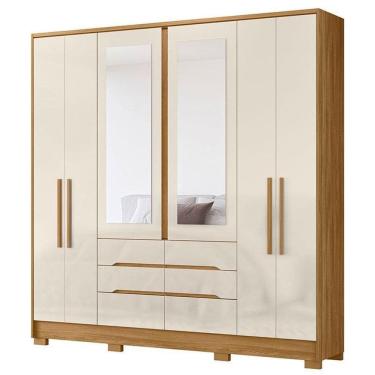 Imagem de Guarda Roupa Casal San Francisco 6 Portas Freijó Off White Com Espelho - Moval