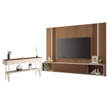 Imagem de Home Suspenso E Aparador Vivant Castanho Off White - Hb Móveis