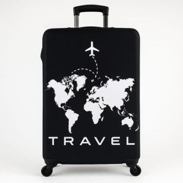 Imagem de Capa Mala Viagem Protetora Estampa Tecido Mapa Mundo Bagagem - Loilu, 