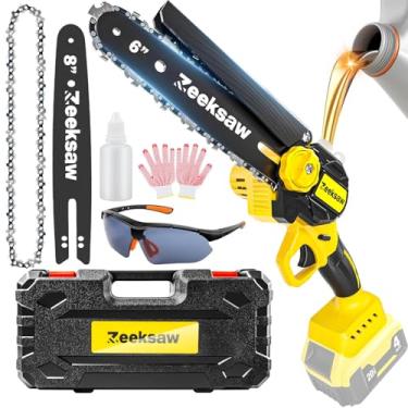 Imagem de Zeeksaw Mini Motosserra Sem Fio De 8 Polegadas E 6 Polegadas Para Bateria De-Walt 20 V Max, Motosserra Elétrica Alimentada Por Bateria Com Lubrificador Automático E Sem Ferramentas, Motosserra Elétr