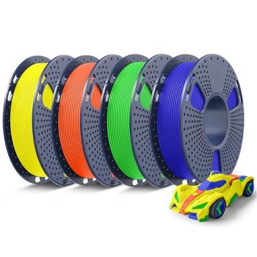 Imagem de SUNLU Filamento PETG 3D de alta velocidade Pacote de 1,75 mm, menos filamento PETG de amarração, 2 kg no total, serve na maioria das impressoras 3D FDM, 0,25 kg cada carretel, 4 pacotes, azul + verde