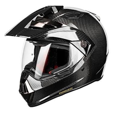 Imagem de ILM Capacete de aventura de motocicleta de fibra de carbono Snell M2020D para homens e mulheres capacete off-road esportivo duplo modelo L13 (titânio de fibra de carbono, pequeno)