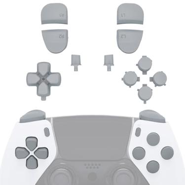 Imagem de eXtremeRate Conjunto Completo De Botões Substituição Compatível Com Controle Ps5 Edge, New Hope Gray D-Pad, Opções Compartilhamento, Tela Inicial, R1 L1 R2 L2, Gatilhos Do
