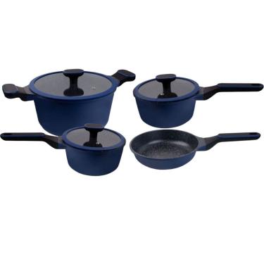 Imagem de Jogo de Panelas Hercules Marine Revestimento Ceramico Indução 4 Peças Antiaderente Azul