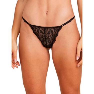 Imagem de Calcinha Fio Dental String Hope Rendada Laterais Finas, Preto, M