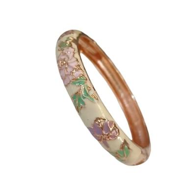 Imagem de Only My Live Home Pulseira de flor de peônia cloisonne colorida esmaltada com dobradiças femininas joias vintage chinesas étnicas tradicionais artesanais presentes, Diameter 2.36 inch wide 0.39 inch