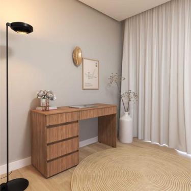 Imagem de Escrivaninha Paris com 5 Gavetas - Kit Cubos, Carvalho Mel