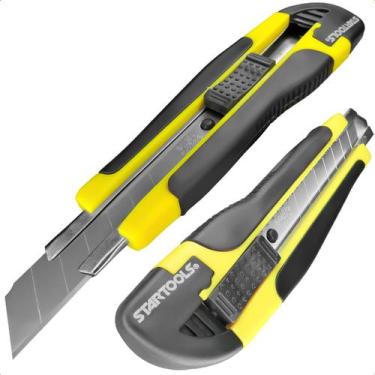 Imagem de Estilete Largo Profissional 18 Mm Cabo Emborrachado Preto - Startools