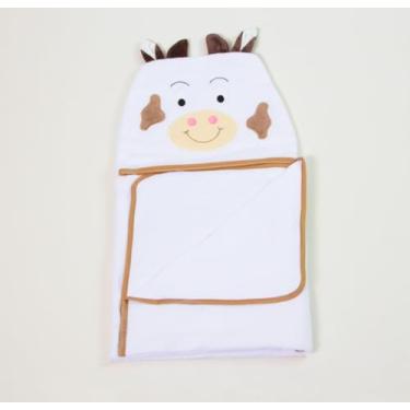 Imagem de Toalha Infantil Com Touca Menino 100% Algodão Bordada Bichos Cores (Vaca)