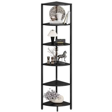 Imagem de Prateleira de canto de 6 níveis de altura com 160 cm de altura, prateleira para escada, prateleira de metal, organizador de livros, estante, suporte de plantas, industrial para sala de estar, quarto