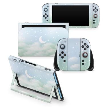 Imagem de Tacky Design Clouds Skin compatível com Nintendo Switch 2 Skin Wrap Cover, Pastel Green Sky Moon Wrap para Switch 2, vinil premium 3M (Switch 2 (2025))