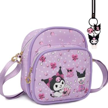 Imagem de KIEAL Bolsa tiracolo de 20 cm, linda mini bolsa transversal, design de desenho animado, Roxa, Bolsa tiracolo