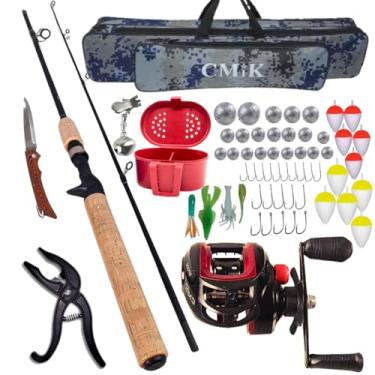 Imagem de Kit de Pesca Completo, Vara com Carretilha, Bolsa porta vara, Acessórios com Anzóis, Iscas, Alicate e Canivete (Destro)