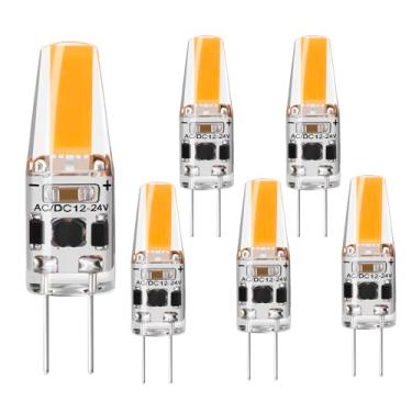 Imagem de Lâmpada LED G4 2W, branco quente 3000K, AC/DC12V-24V 1505 lâmpadas LED COB equivalentes a 20W T3 JC tipo bi-pin G4 base de halogêneo, pacote com 6