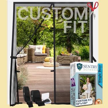 Imagem de Tela magnética de malha de fibra de vidro tamanho único – tela de rede de porta suspensa com fechamento automático resistente com fechos magnéticos – 127 cm L x 250 cm A preta – por Sentry Screens