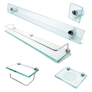 Imagem de Kit De Acessorios P/ Banheiro 5 Pcs Em Vidro Incolor C600CEL-60 - Mons