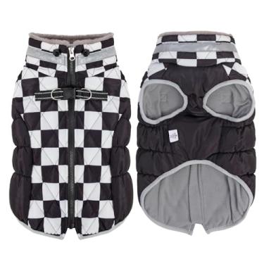 Imagem de Casaco de inverno impermeável para cães com arnês, jaqueta refletiva quente para cães com zíper para clima frio, roupa de neve para cães pequenos, médios e grandes YRFN16XL