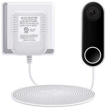 Imagem de Adaptador de alimentação compatível com campainha Nest Hello Video, campainha Arlo e Eufy, transformador de 18 volts 500 mA certificado UL com cabo de 5 m