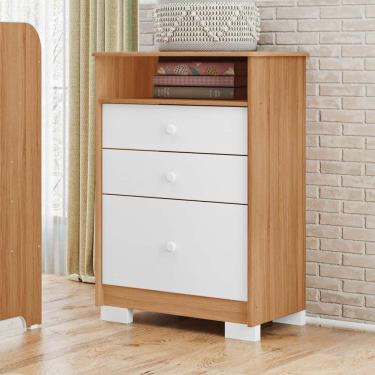 Imagem de Cômoda Infantil Tuboarte Magia 100% MDF 3 Gavetas e kit de Pés