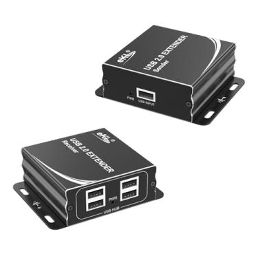 Imagem de eKL Extensor USB sobre cabo Ethernet Cat5e Cat6 de até 160 m com 4 portas USB 2.0 Plug and Play, sem driver, suporta teclado e mouse de webcam com tela sensível ao toque
