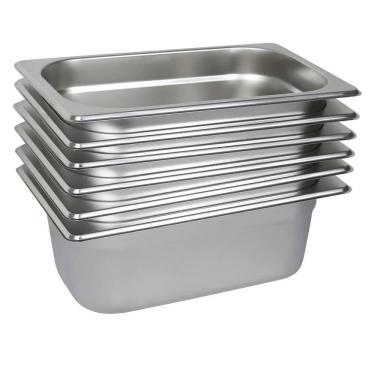 Imagem de 6 Cubas Gastronômica Buffet GN 1/4 65mm Aço Inox Sem Alça