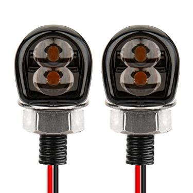 Imagem de HAZAWA Mini pisca-piscas de LED para motocicleta, pequeno, micro indicador frontal traseiro compatível com Harley Davidson Honda Triumph Cruiser Choppers Street Bike (E#preto, âmbar)