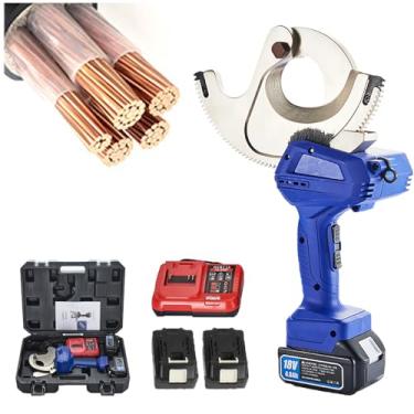 Imagem de Ferramenta de corte de cabo alimentada por bateria de 18 V, cortador de cabo elétrico com catraca e 2 baterias recarregáveis