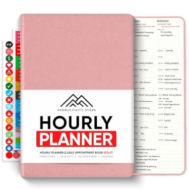 Imagem de Hourly PRO – Agenda diária diária tamanho A4 de 21,5 x 28 cm e diário de gratidão com agenda diária e agenda – aumente a produtividade, gerenciamento de tempo e alcance seus objetivos – Sem data