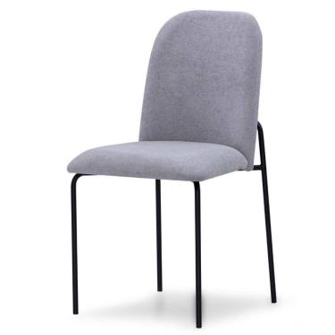 Imagem de Cadeira Elos Herval Estofada Linho Cinza Aço Laca Fosca